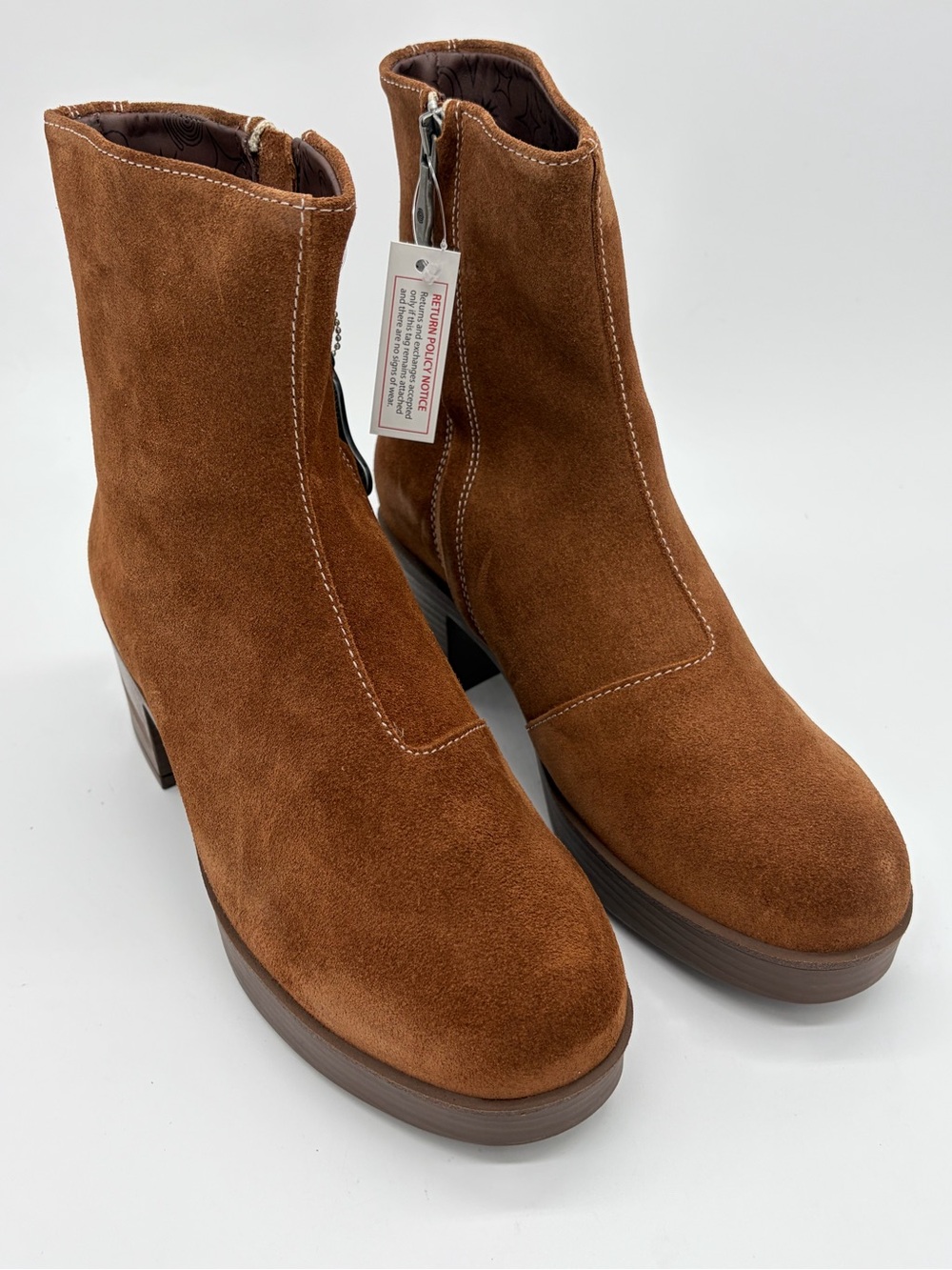 Women's Suede Ankle Booties - Chestnut Size 7.5